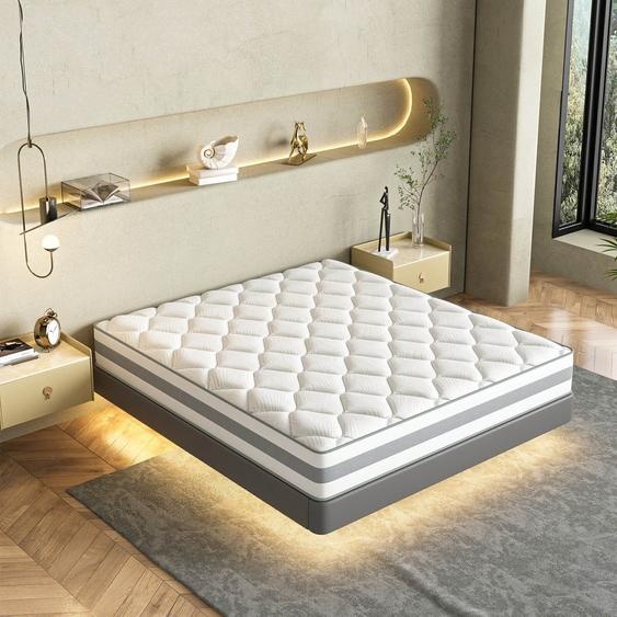 Matelas 180x200 25 cm Topper intégré Matelas 7 zones à ressorts ensachés H3/H4