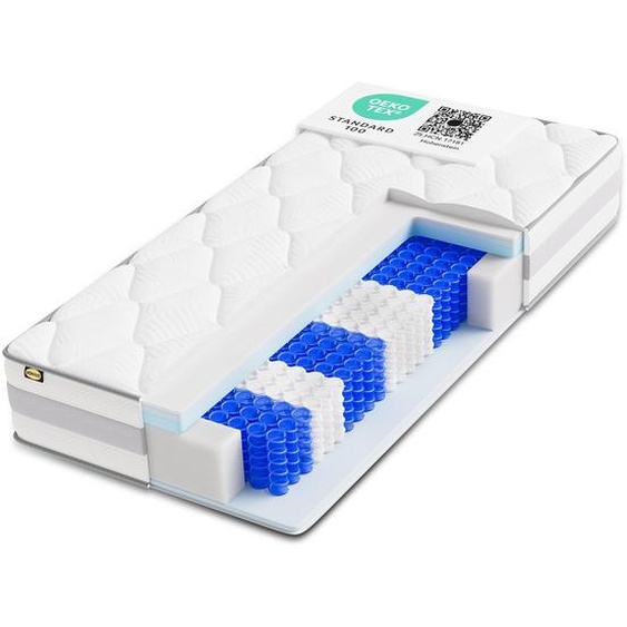 Matelas 180x200 25cm à ressorts ensachés degré de fermeté H3/H4 7 zones Lit Matelas Matelas à roulettes Mousse confort 10 couches Matelas