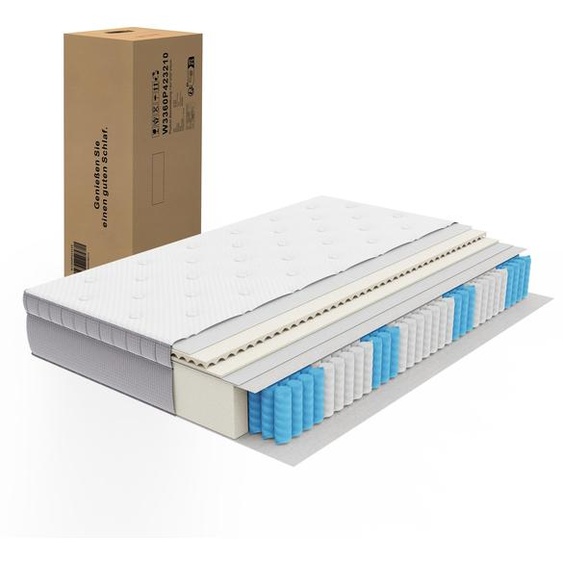 Matelas 180x200, fermeté H3, 25 cm, mousse confortable, noyau à ressorts ensachés à 7 zones, ergonomique, OEKO-TEX