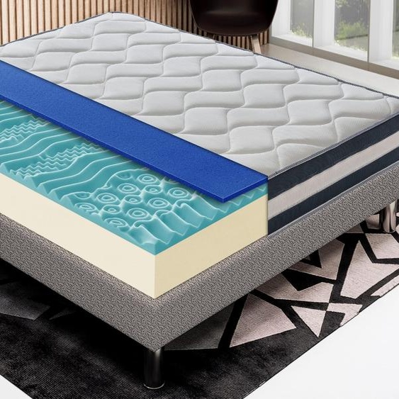 Matelas 200x200 cm, à mémoire de forme, Épaisseur 25 cm,  9 Zones de confort, 6 cm de mémoire de forme , Rigidité H2, 100 % fabriqué en Italie