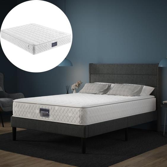 Matelas à Ressorts ensachés 140x200 cm, Hauteur 25 cm, Matelas à Ressorts ensachés 7 Zones, fermeté H3, Confortable et Respirant, antibactérien et