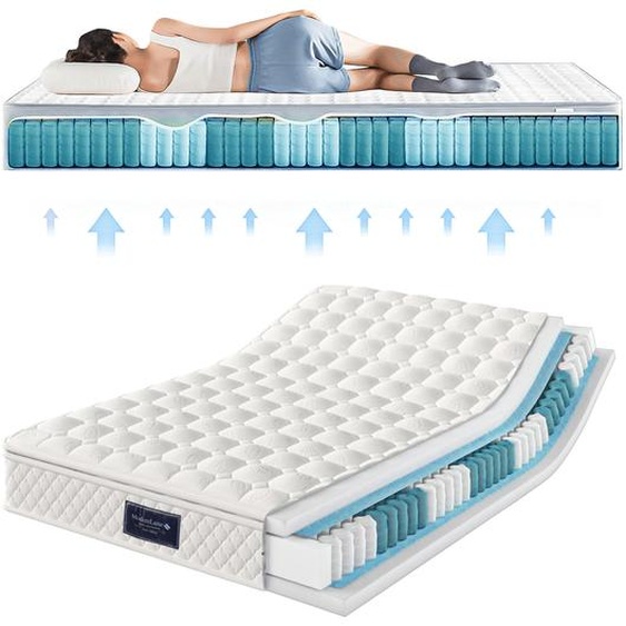 Matelas à ressorts ensachés, 160x200 cm, 7 zones, mousse à froid, noyau à ressorts ensachés, fermeté H3, 25 cm, Oeko-Tex
