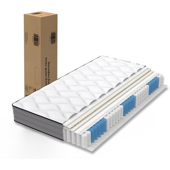 Matelas à ressorts ensachés 180x200 cm, fermeté H3, hauteur 20 cm - Fabriqué selon les normes Oeko-Tex - Matelas à ressorts 180x200 avec 1000 ressorts - Matelas 7 zones, fermeté H3, 180x200 cm