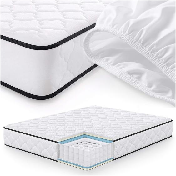 matelas à ressorts ensachés 7 zones H3 160×200 cm, protège-matelas inclus