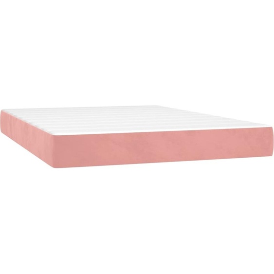 Matelas de lit à ressorts ensachés fermeté moyenne rose 140x220x20 cm velours