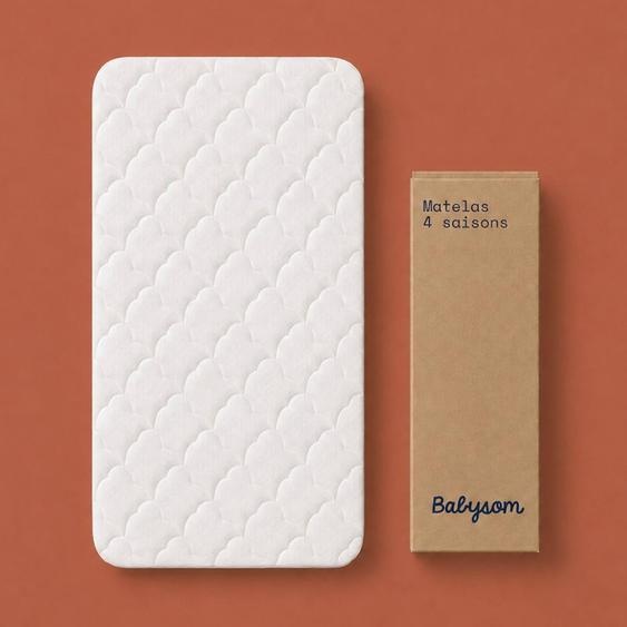 Matelas Bébé Babysom - 4 Saisons - Réversible - Protection Anti-acariens - Certifié Certipur Blanc