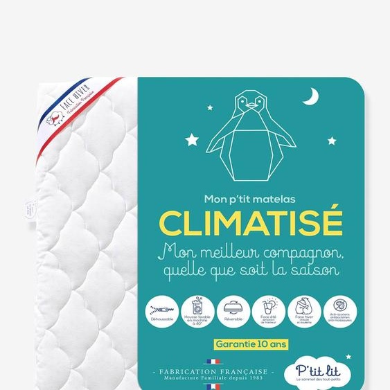 Matelas bébé Climatisé anti-acariens déhoussable blanc