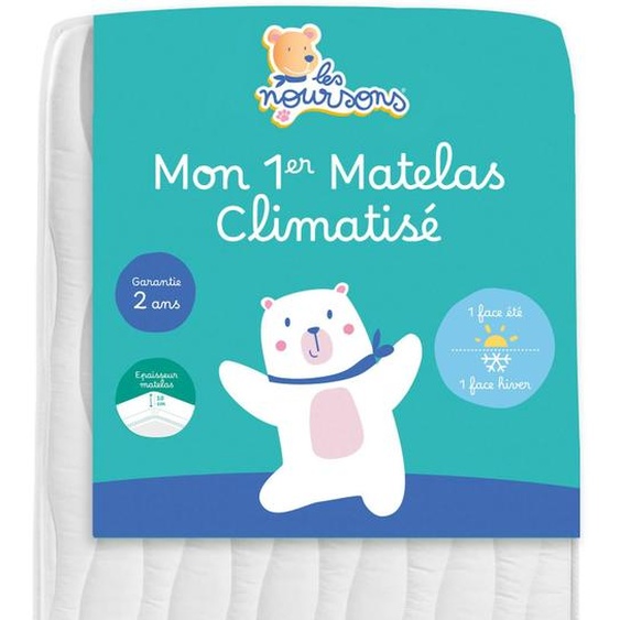 Matelas Bébé Climatisé - Face Été / Hiver Blanc