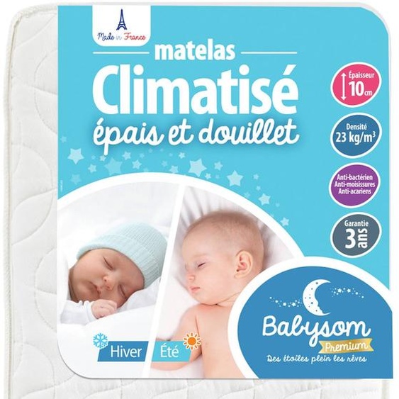 Matelas Bébé Climatisé Réversible Anti-acarien Blanc