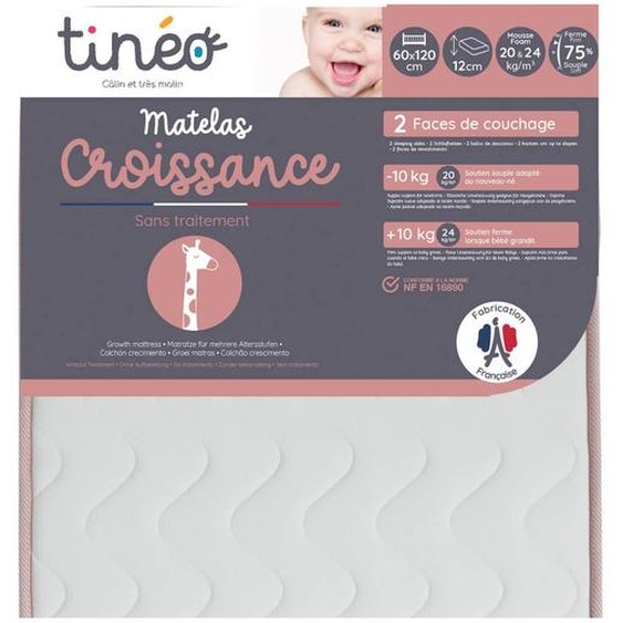 Matelas Bébé Croissance - 2 Faces De Couchage Selon Le Poids Blanc