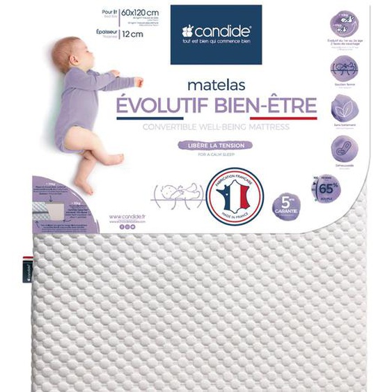 Matelas Bébé Évolutif Bien-être Déhoussable Blanc