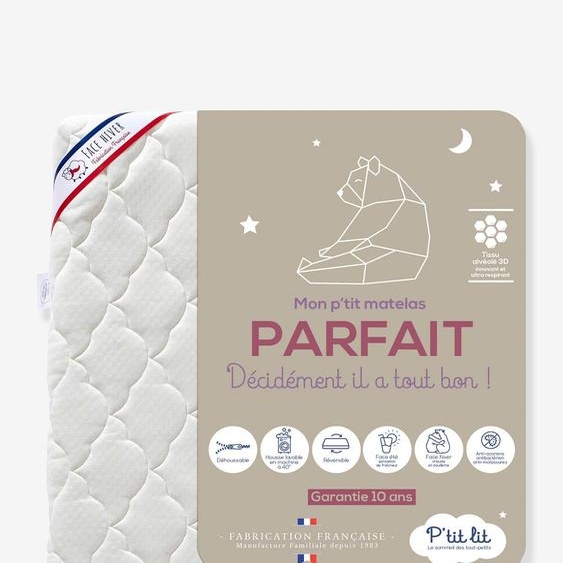 Matelas bébé Parfait déhoussable blanc