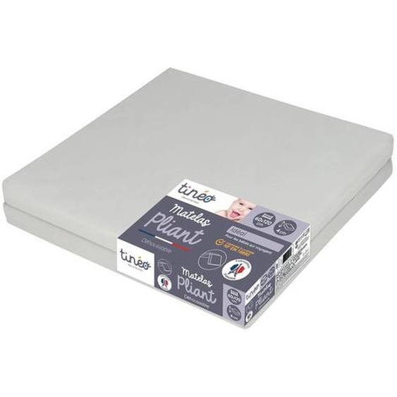 Matelas Bébé Pliant 2 Parties 60x120cm Gris Clair