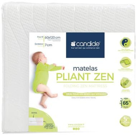 Matelas Bébé Pliant 2 Parties Zen Déhoussable Blanc