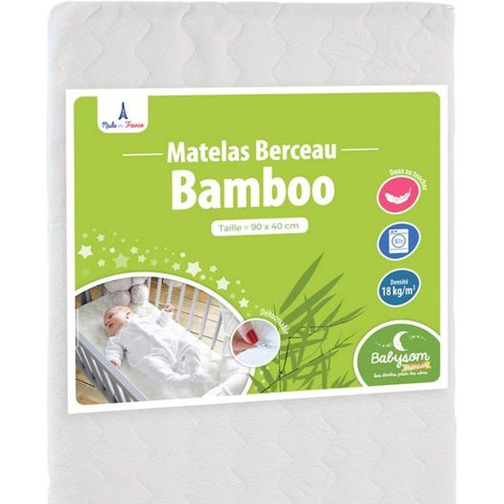 Matelas Berceau Bamboo Forme Rectangulaire Blanc
