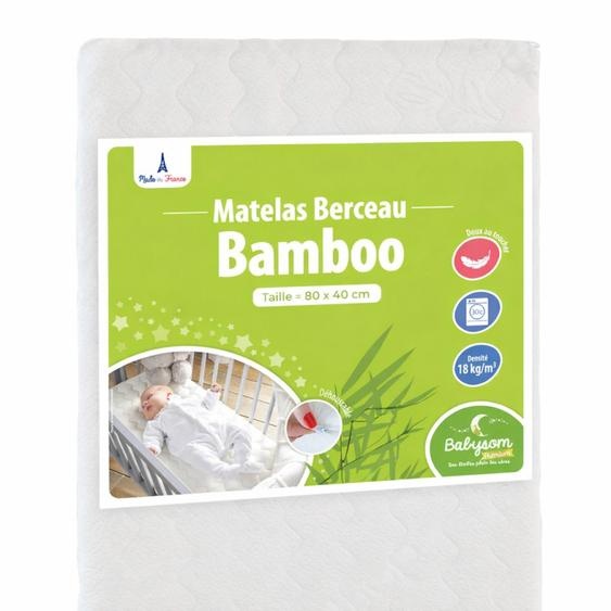 Matelas Berceau Bamboo Forme Rectangulaire Blanc