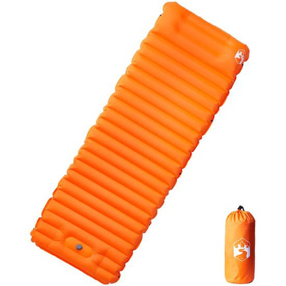 Matelas de camping autogonflant avec oreiller 1 personne orange