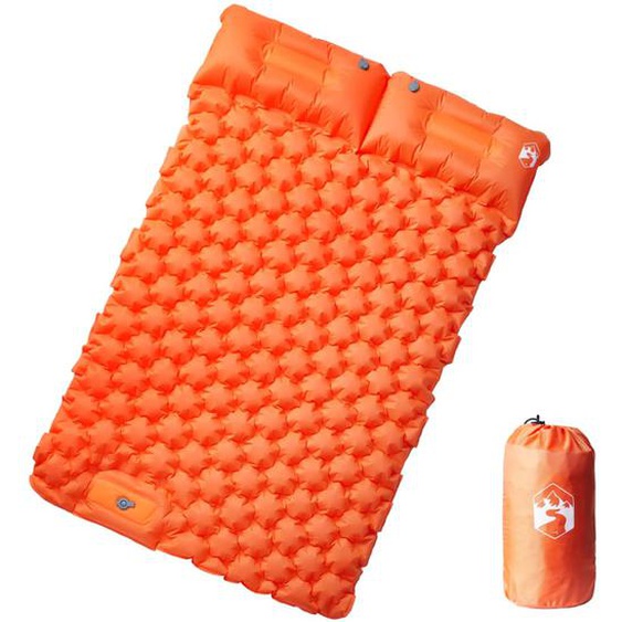 Matelas de camping autogonflant et oreillers 2 personnes orange