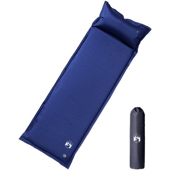 Matelas de camping autogonflant oreiller 1 personne bleu marine