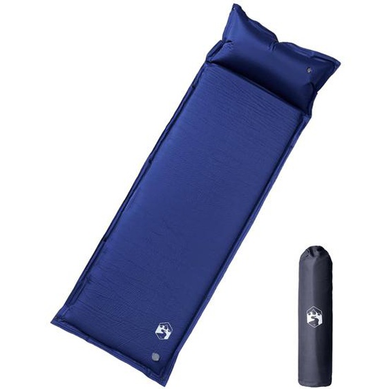 Matelas de camping autogonflant oreiller 1 personne bleu marine