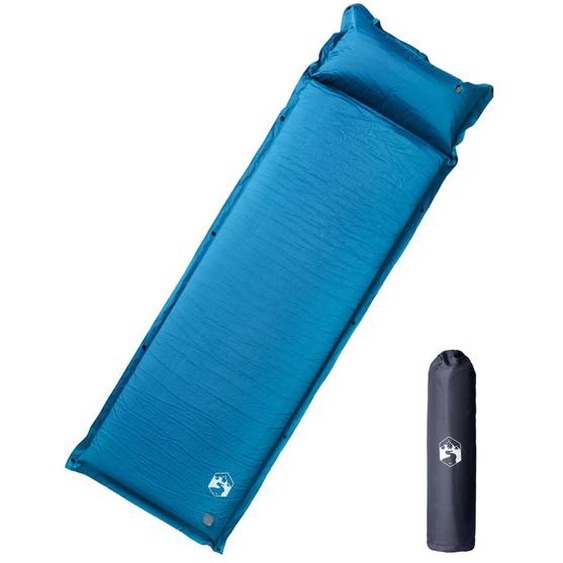 Matelas de camping autogonflant oreiller 1 personne turquoise