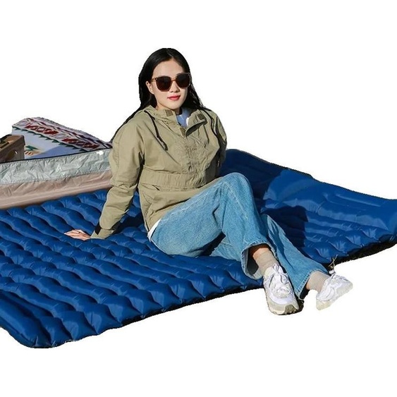 Matelas de couchage de camping, auto-gonflant, ultraléger et compact, bleu marine
