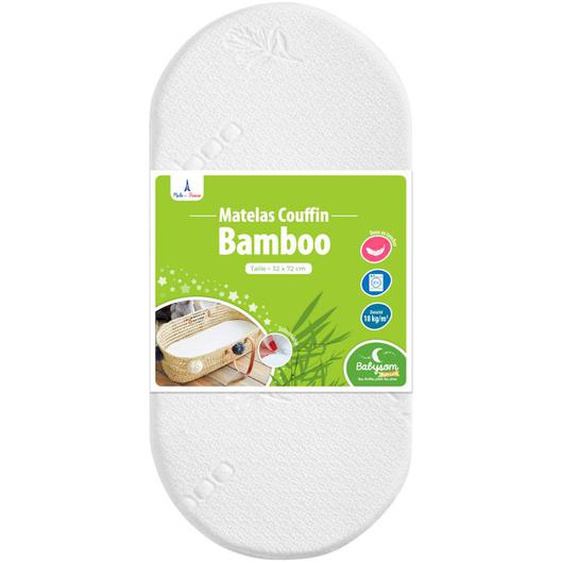 Matelas De Couffin Bamboo Forme Ovale Blanc
