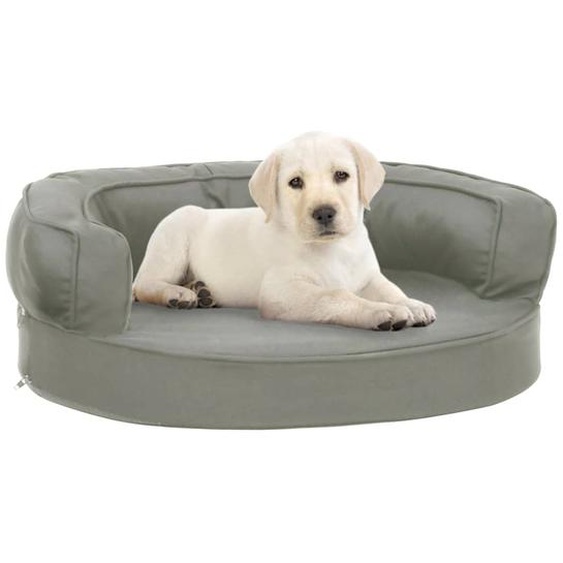 Matelas de lit ergonomique de chien 60x42 cm Aspect de lin Gris
