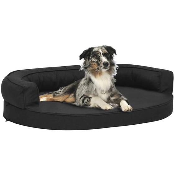 Matelas de lit ergonomique de chien 75x53 cm Aspect de lin Noir