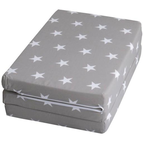 Matelas De Voyage Pliant Et Déhoussable + Sac De Transport Gris / Étoiles Blanches
