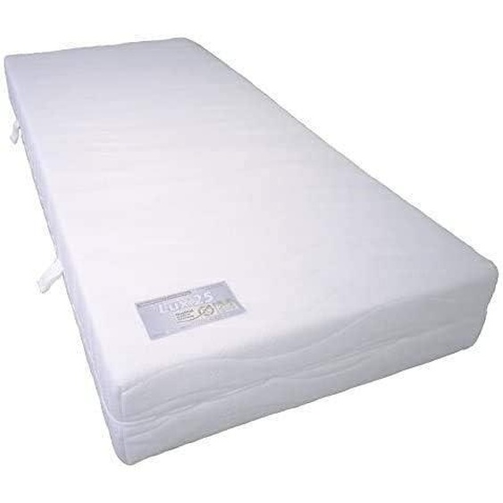 Matelas en mousse à mémoire de forme Lux 25, avec 11 zones de soutien orthopédique, dune hauteur denviron 25 cm, dune densité de 40 kg/m³. Dimensions : (90-200 cm - fermeté H3)