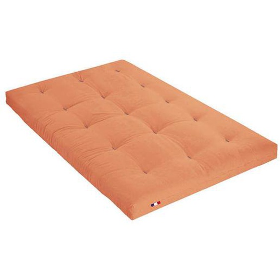 Matelas futon orange goyave coeur en latex 140x200 - Orange - Garantie 5 ans - Terre de Nuit