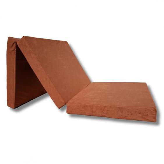 Matelas futon pliable 195x65x10 cm - Marque - Marron - Mousse polyuréthane - Housse amovible