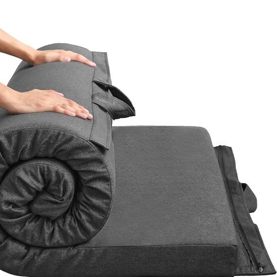 Matelas futon pliable - Tissu hypoallergénique - Mousse à mémoire de forme épaisse - Idéal pour lintérieur, lextérieur, le camping, les nuitées, la voiture - Avec poignées et fermeture éclair - Bleu (90 x 190 cm)