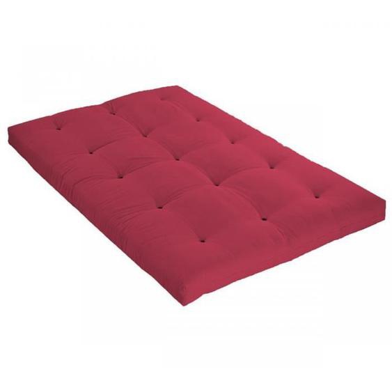 Matelas Futon - SOMEO - 140x190 cm - Coton Rouge - Épaisseur 13 cm - 5 Couches de Ouate
