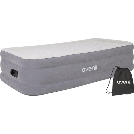 Matelas gonflable 191x99x46 cm, auto-gonflant, structure en poutres transversales, capacité jusquà 100 kg, couleur gris/beige
