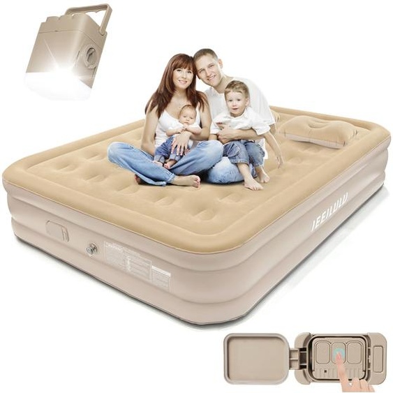 Matelas gonflable avec pompe, dimensions 200x150x40 cm, capacité de 300 kg, comprenant un oreiller et une veilleuse