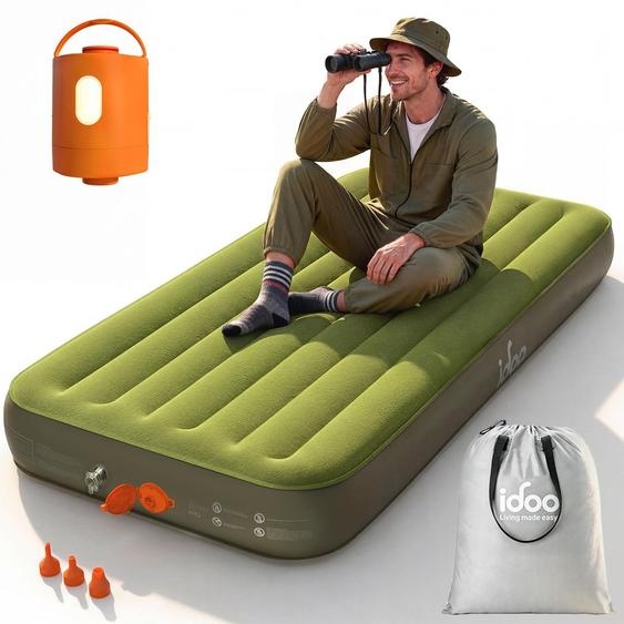 Matelas gonflable avec pompe, dimensions 203x99x25 cm, couleur bleue, pour 1 personne