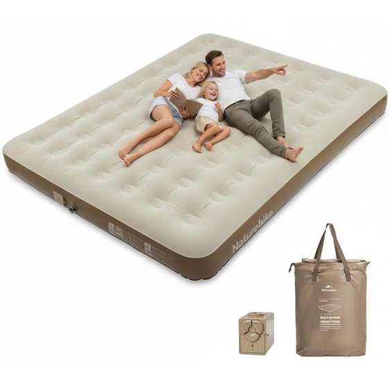Matelas gonflable de 213x182x25 cm avec pompe, pour 3 personnes, de couleur marron