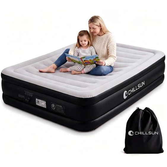 Matelas gonflable double, dimensions 190x135x46 cm, avec pompe électrique