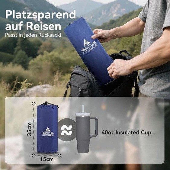 Matelas gonflable double léger, bleu marine, pour 2 personnes