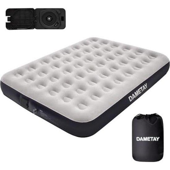 Matelas gonflable électrique pour 2 personnes, matelas à gonflage automatique pour le camping et les voyages, 203 x 152 x 25 cm