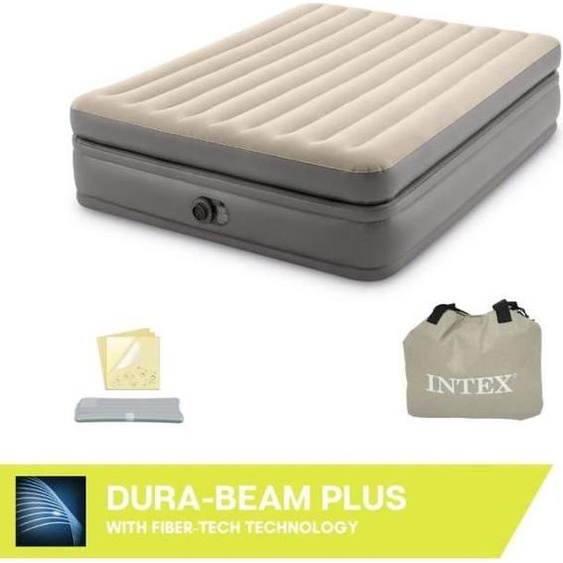 Matelas Gonflable Intex Prime Comfort, 2 Personnes, 152x203x51 cm, Queen Airbed, Gris