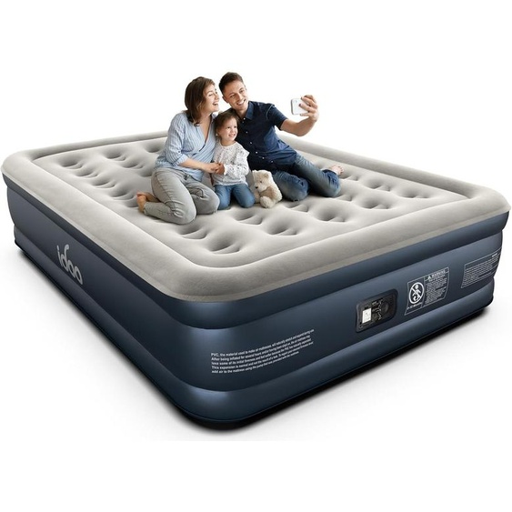 Matelas gonflable pour 2 personnes, auto-gonflant, dimensions : 203 x 152 x 46 cm, couleur : gris