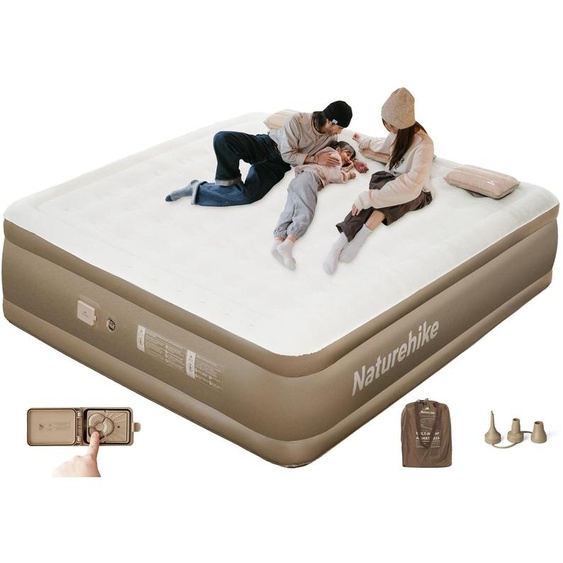Matelas gonflable pour 3 personnes, dimensions 200x180x45 cm, avec pompe électrique et auto-gonflant