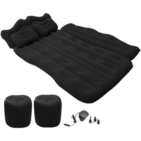 Matelas gonflable pour voiture, siège arrière - Pompe intégrée - 170x110x14 cm - PVC - Noir