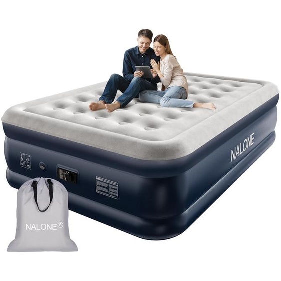 Matelas gonflable queen-size, auto-gonflant, dimensions 193x137x46 cm, avec pompe