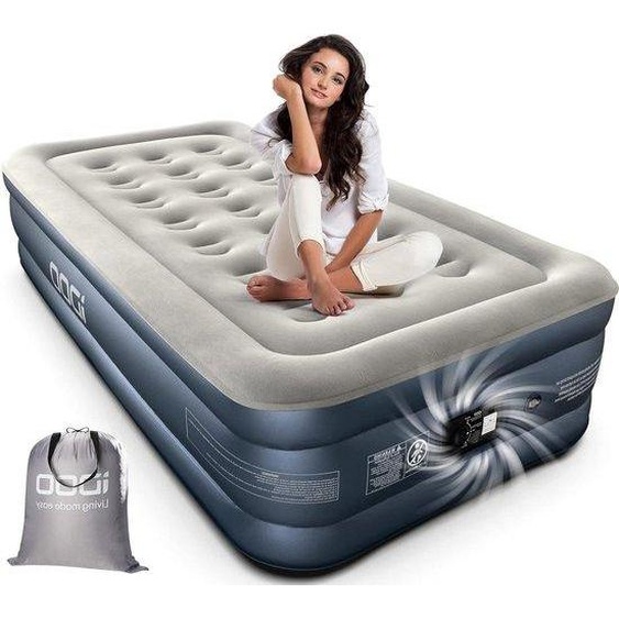 Matelas gonflable simple avec pompe intégrée, 190 x 100 x 46 cm, 250 kg, idéal pour le camping