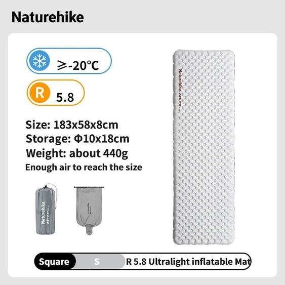 Matelas gonflable, ultraléger, portable, R5.8carré-S