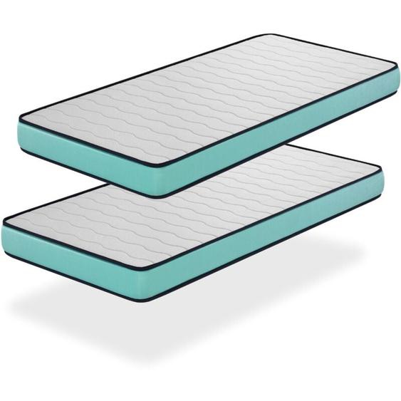 Matelas LOT 2 CONFORT PRO 80x200 Épaisseur 14 CM – Rembourrage super soft - Juvénil - idéal pour les lits gigognes